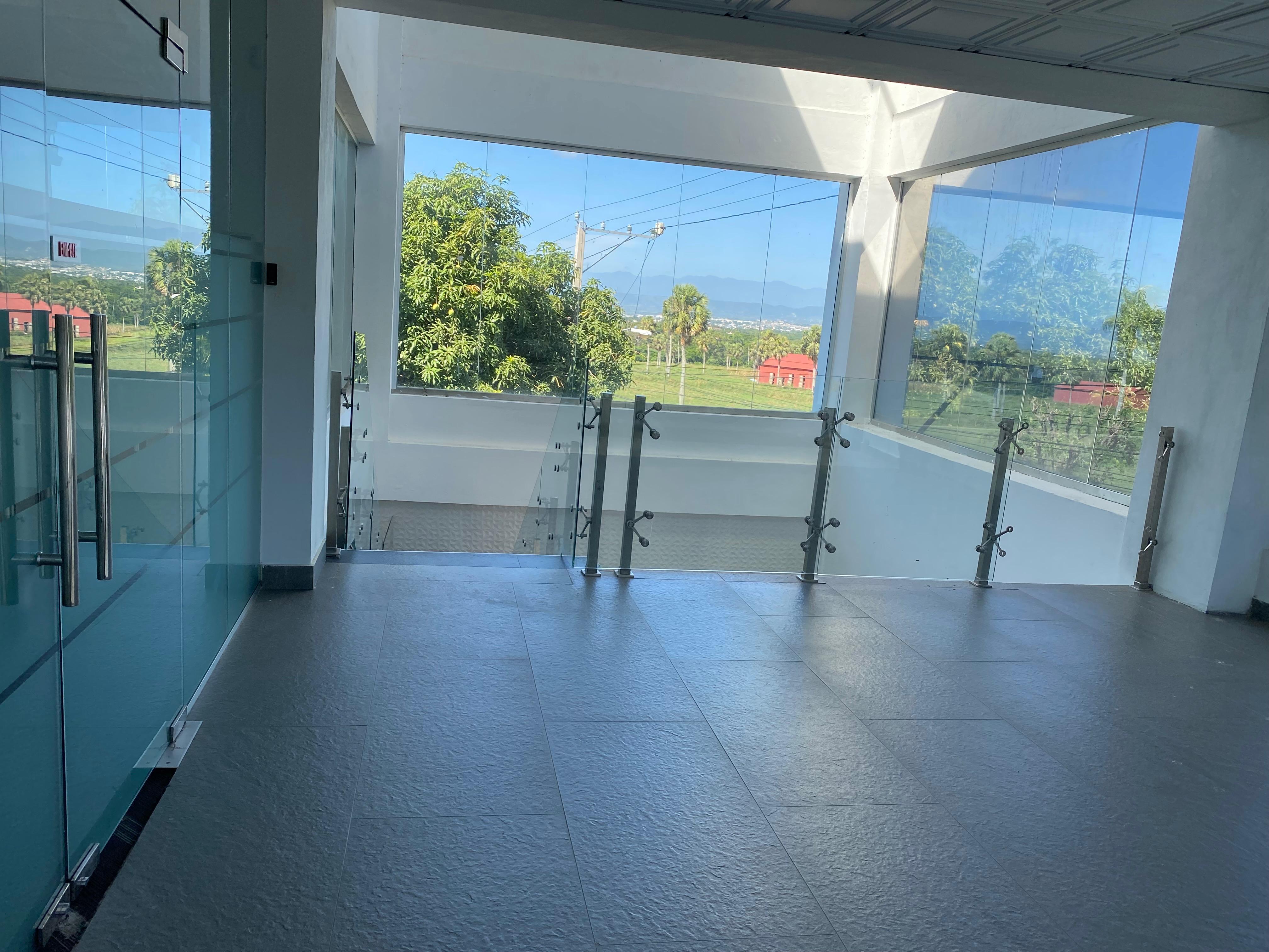 Glass stair landing